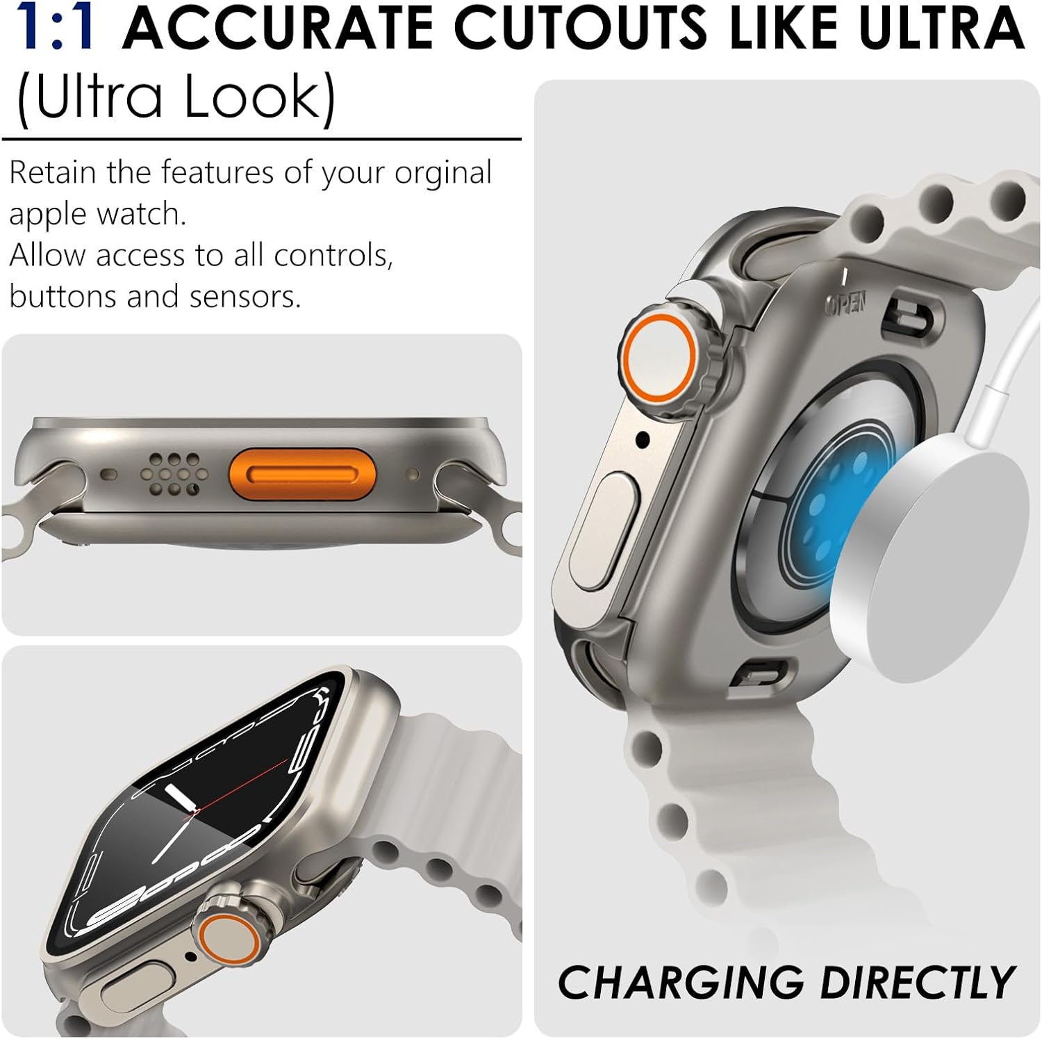 Parece una funda ultra protectora CHANCHY Funda impermeable 2 en 1 para Apple Watch de 1.575 pulgadas con protector de pantalla, cubierta protectora