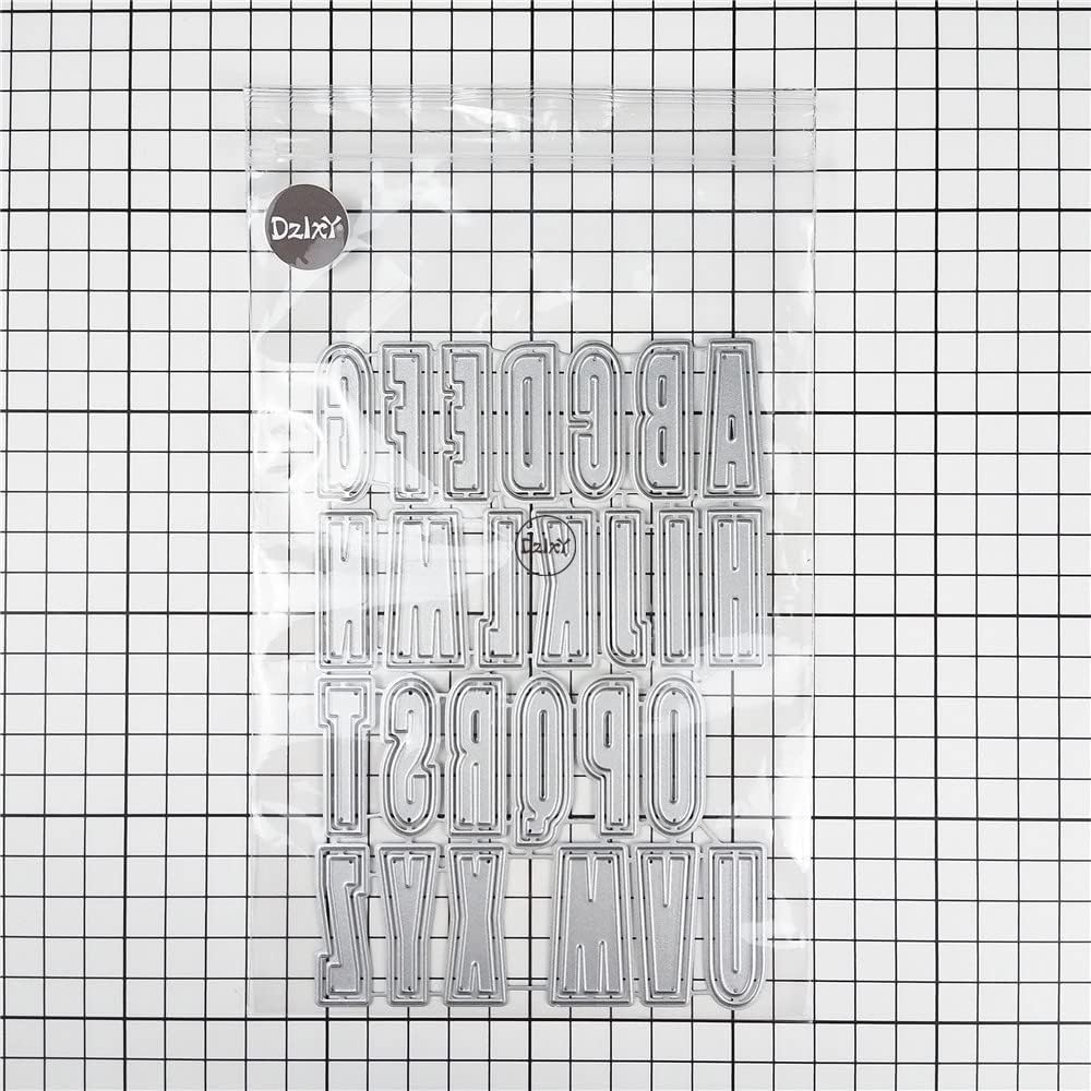 DzIxY Letras en mayúsculas de sombras troqueles de corte de metal para kit de fabricación de tarjetas, troqueles de papel de relieve, plantillas de