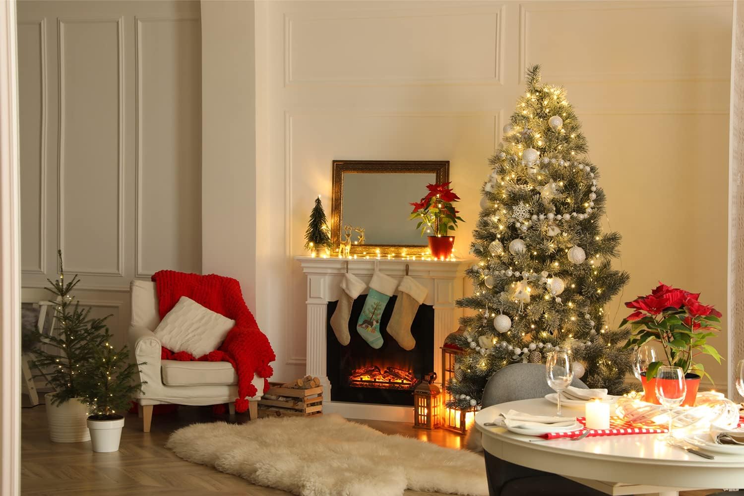 Caroline’s Treasures BB2962CS Boston Terrier Feliz Árbol de Navidad Calcetín de Navidad para chimenea, medias colgantes para la temporada de