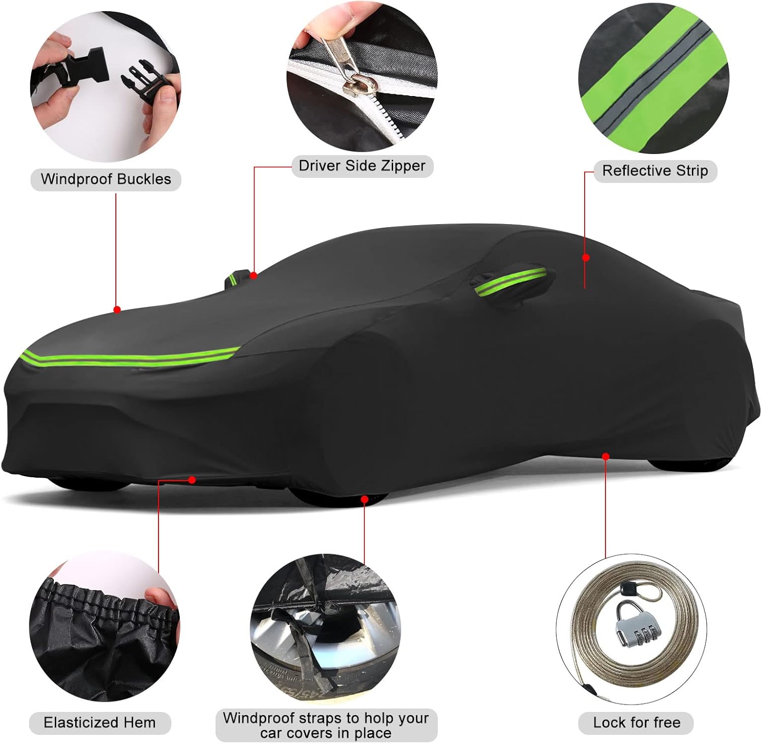 Funda de automóvil compatible con Mazda MX-5 Miata 1998-2019 2020 2021, 6 capas resistente al agua, cubierta negra a prueba de polvo (1998-2021)