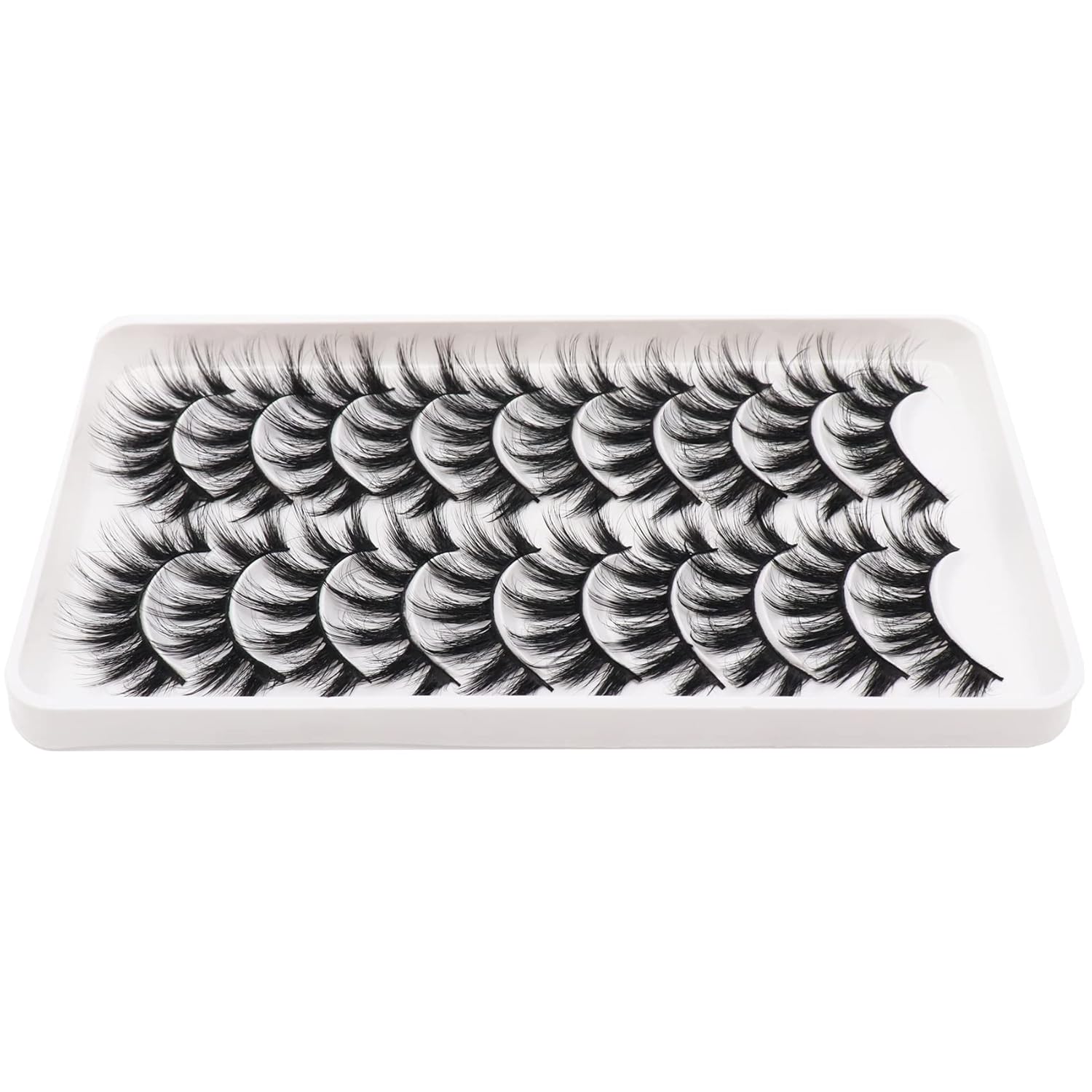 Veleasha Pestañas postizas 3D de Mink sintético 3D de 18mm de largo, aspecto natural, pestañas postizas para maquillaje de ojos, paquete de 10 pares