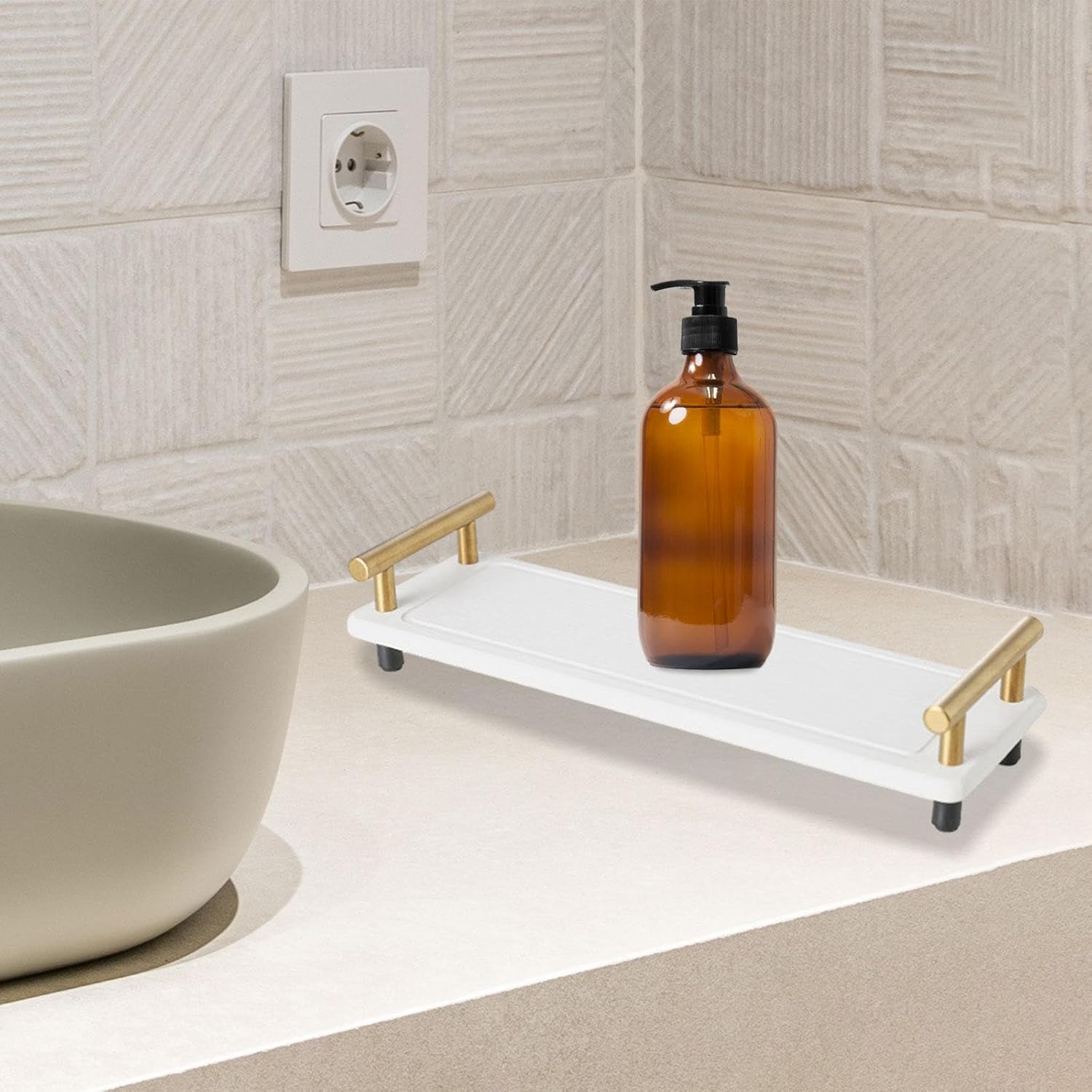 MagiDeal Organizador de fregadero de baño de secado instantáneo, bandeja de mostrador, soporte dispensador de jabón de esponja, almacenamiento