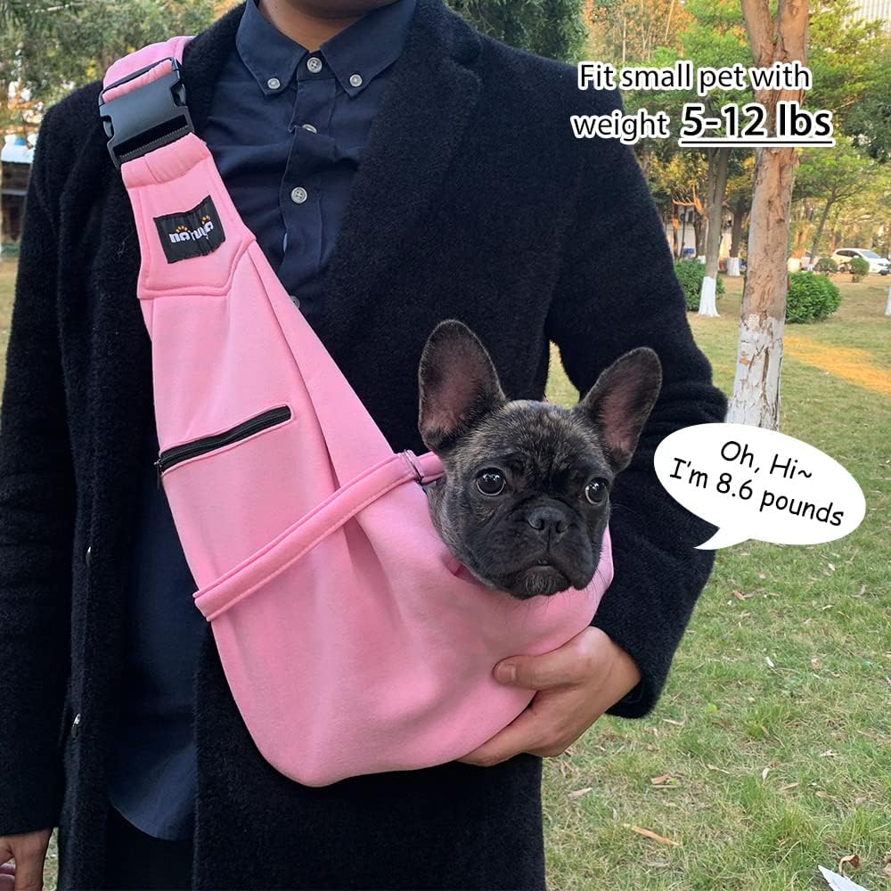 NATUYA Transportador para perros pequeños y gatos, correa ajustable, manos libres, para mascotas, cachorros, para viajes al aire libre, metro (rosa,