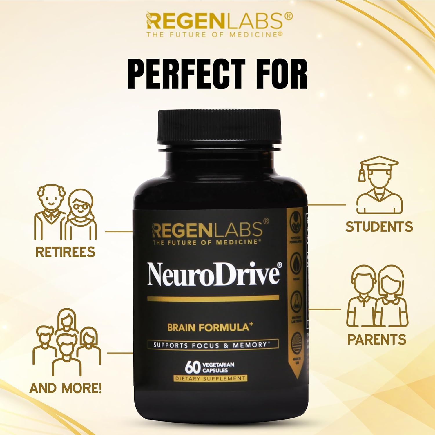 NeuroDrive – Suplemento avanzado de memoria y enfoque para el rendimiento cognitivo, apoyo cerebral con ingredientes naturales aprobados por