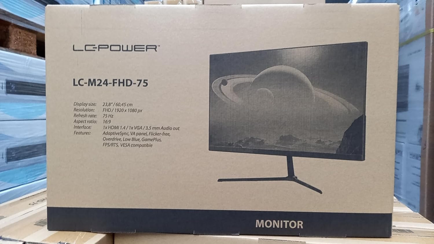 LC-Power Monitor PC, monitor FHD de 24 pulgadas para oficina en casa, resolución de 1920 x 1080, frecuencia de actualización de 75 Hz,