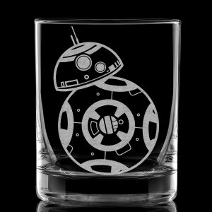 BB8 DROID Engraved Whiskey Rocks Glass  Inspired by the Classic Sci-Fi Movie  Great Christmas Present Idea  Unqiue Jedi Bourbon Gift for Space & BB8 DROID Engraved Whiskey Rocks Glass  Inspired by the Classic Sci-Fi Movie  Great Christmas Present Idea  Unqiue Jedi Bourbon Gift for Space &