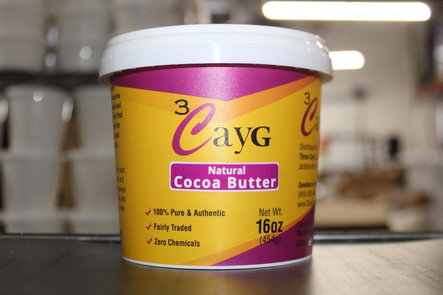 3CayG Manteca de cacao natural de 1 libra, sin refinar, hidratante y acondicionador para el cabello de lujo para la piel