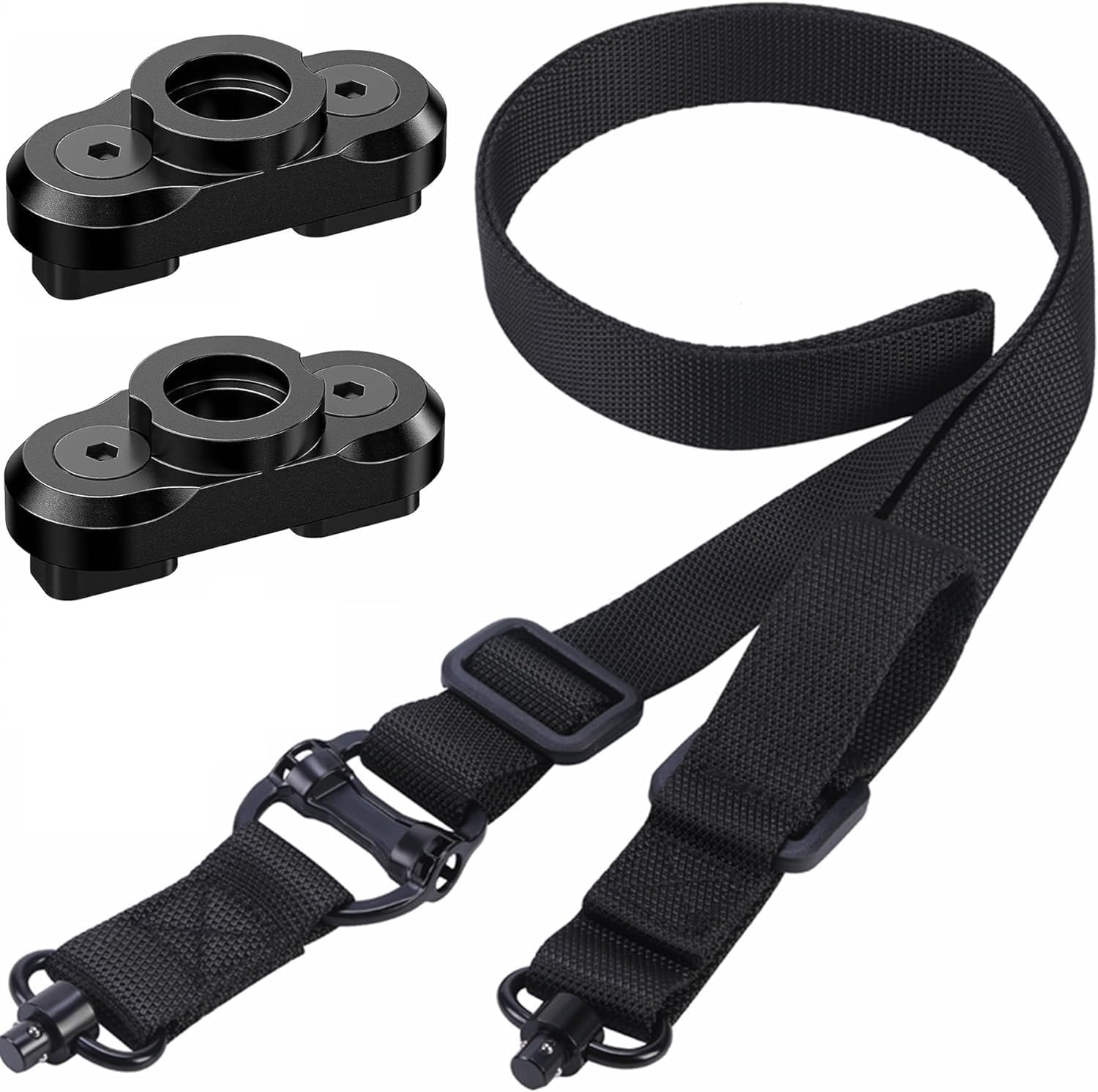 Eslinga de dos puntos y tradicional de 2 puntos de ajuste rápido con QD Sling Swivel para Caza Negro