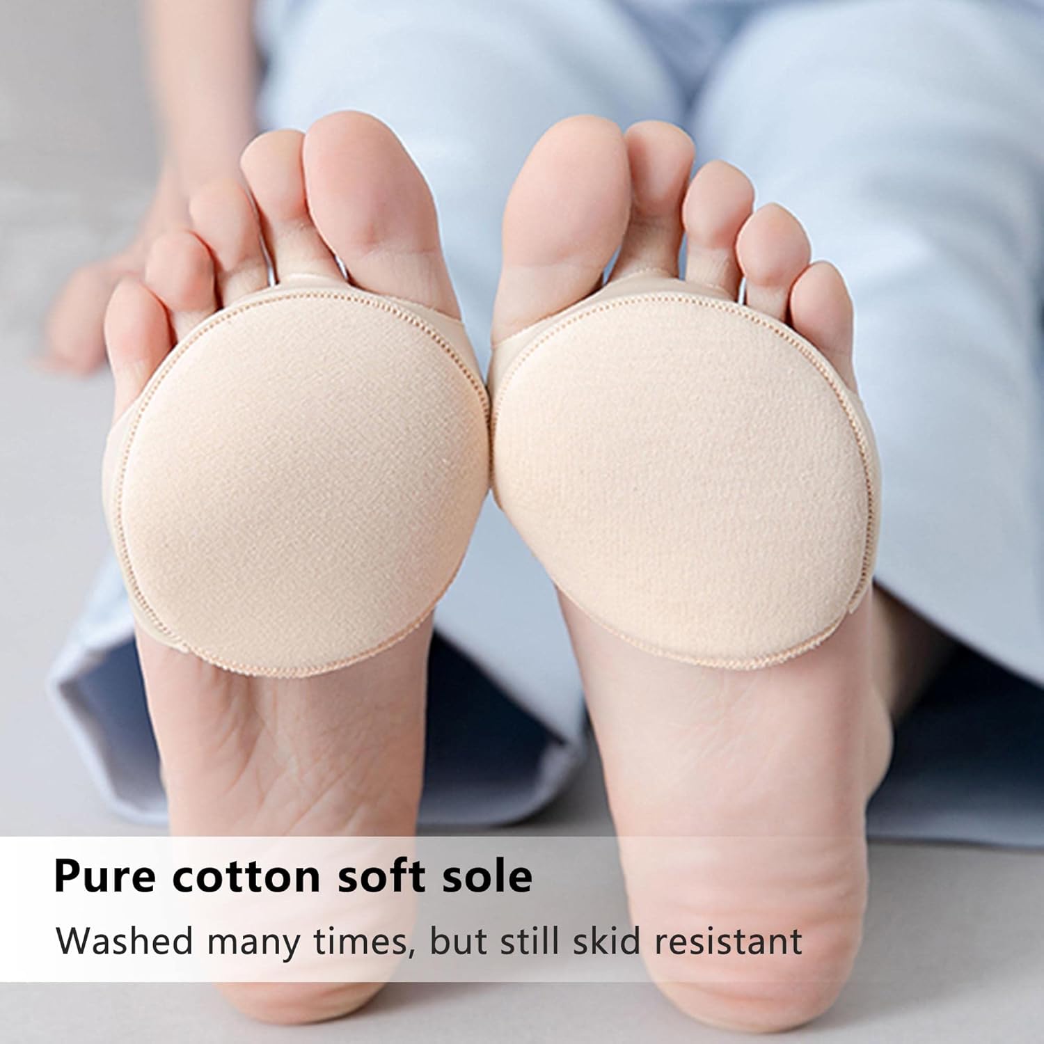 Keroius Almohadillas de cojín de bola de pie, 4 pares de almohadillas de tela de panal para el antepié para almohadillas metatarsianas, medias
