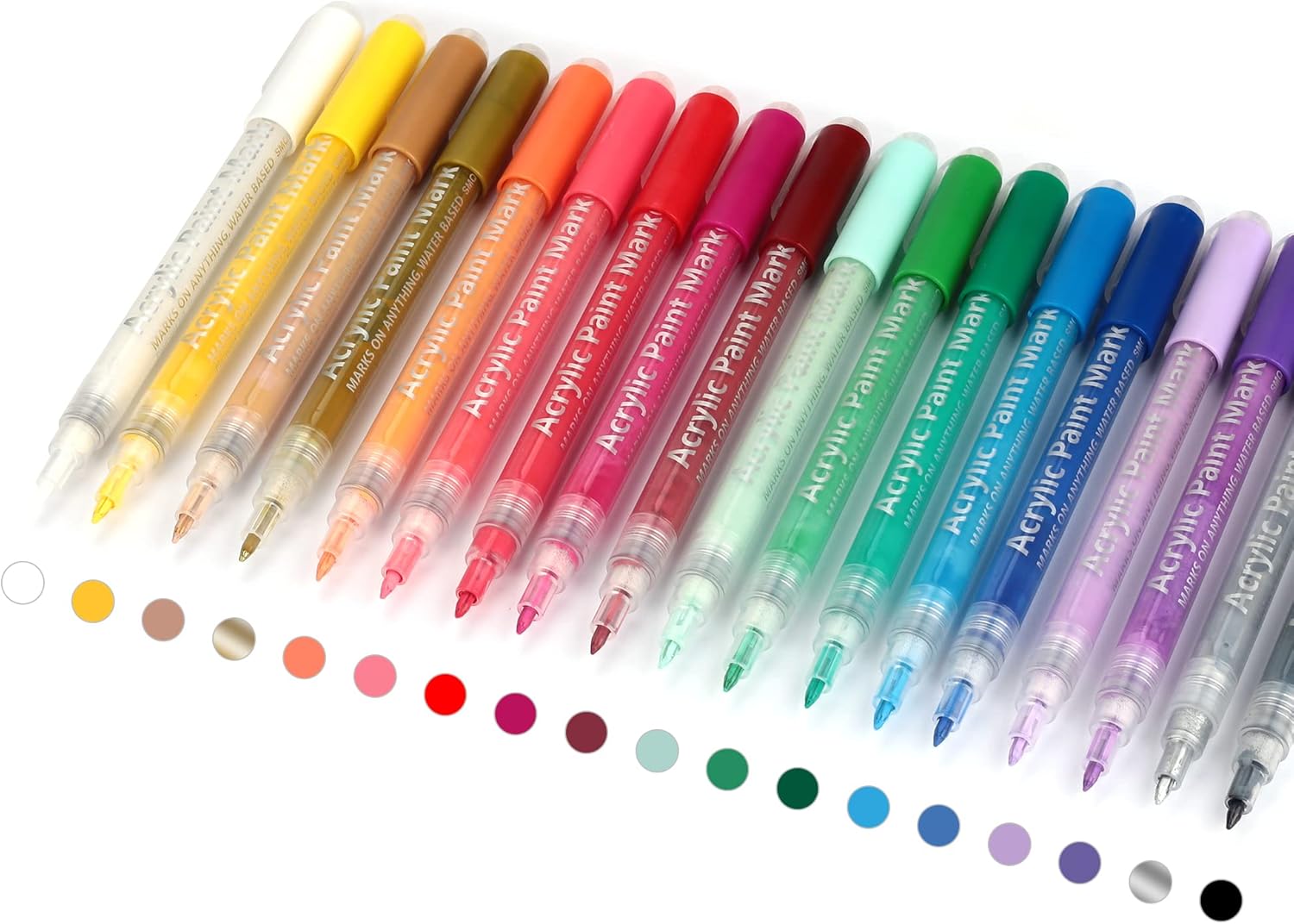 SMOOTHERPRO Marcadores de pintura acrílica, pintura de roca, 18 colores, bolígrafos a base de agua, punta extrafina de 0.028-0.118 in, para niños y