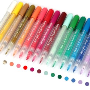 SMOOTHERPRO Marcadores de pintura acrílica, pintura de roca, 18 colores, bolígrafos a base de agua, punta extrafina de 0.028-0.118 in, para niños y SMOOTHERPRO Marcadores de pintura acrílica, pintura de roca, 18 colores, bolígrafos a base de agua, punta extrafina de 0.028-0.118 in, para niños y