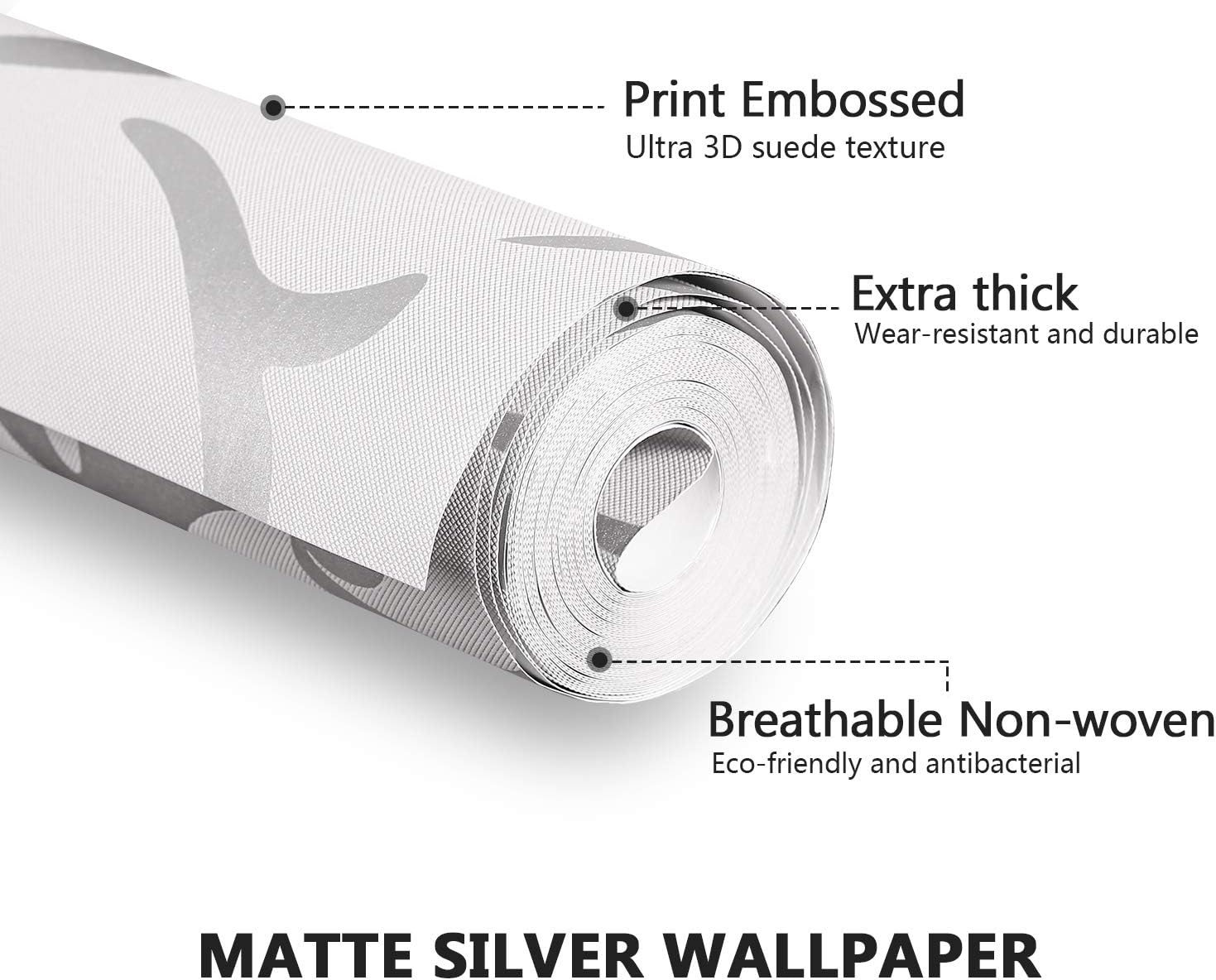 Papel tapiz plateado 3D, no tejido mate, patrón de flores plateadas, papel de pared para decoración del hogar, papel tapiz para sala de estar,