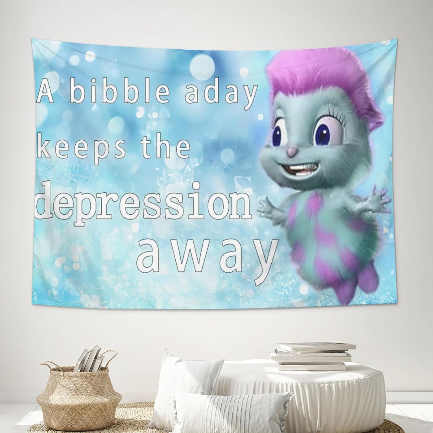 Wicwuu Bibble – Tapiz de meme divertido con texto en inglés “Bibble Happines”, decoración para colgar en la pared, cartel de bandera para dormitorio