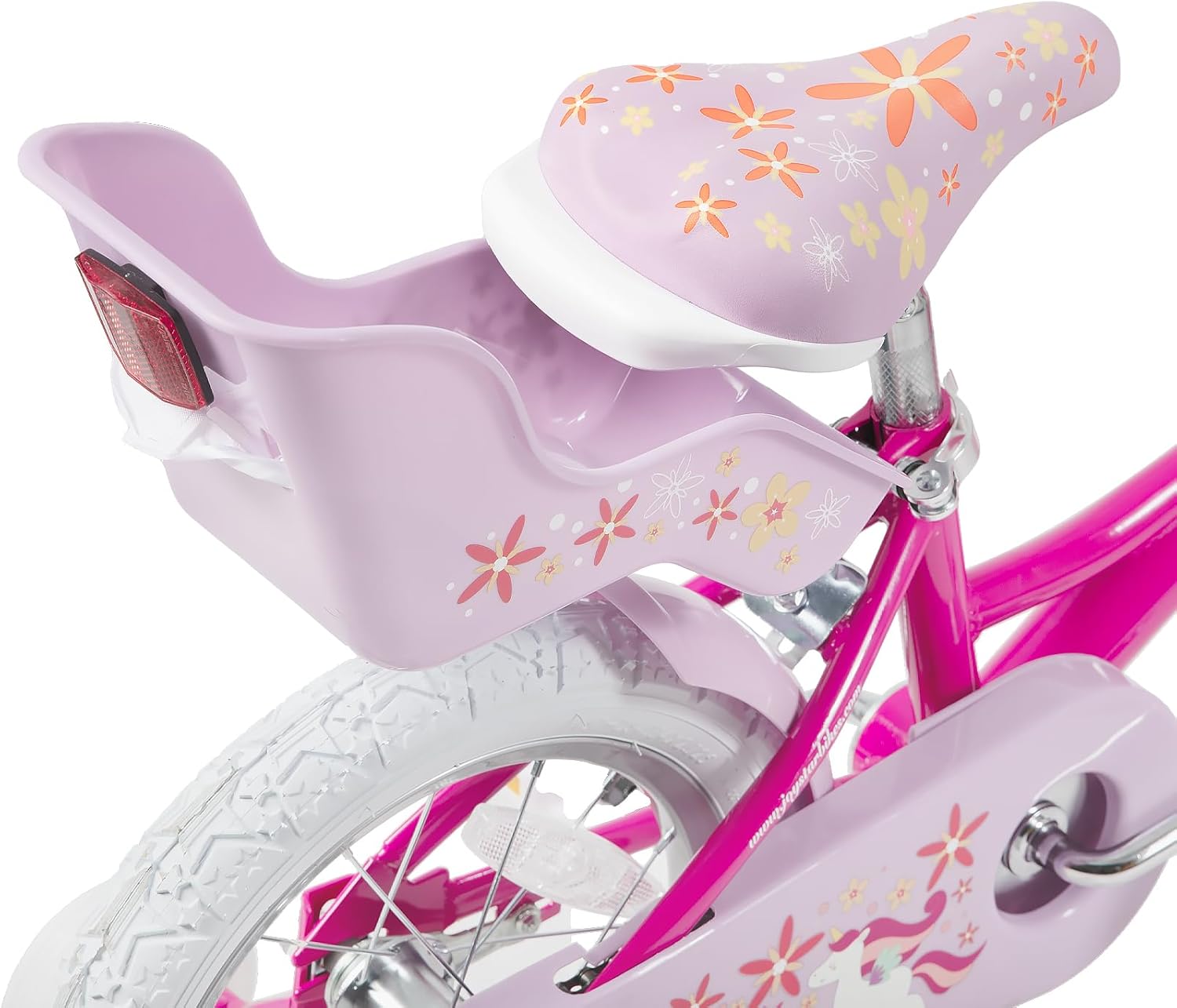 JOYSTAR Bicicleta de unicornio para niñas de 2 a 9 años, bicicleta para niños de 12, 14, 16, 18 pulgadas, con ruedas de entrenamiento, serpentinas,