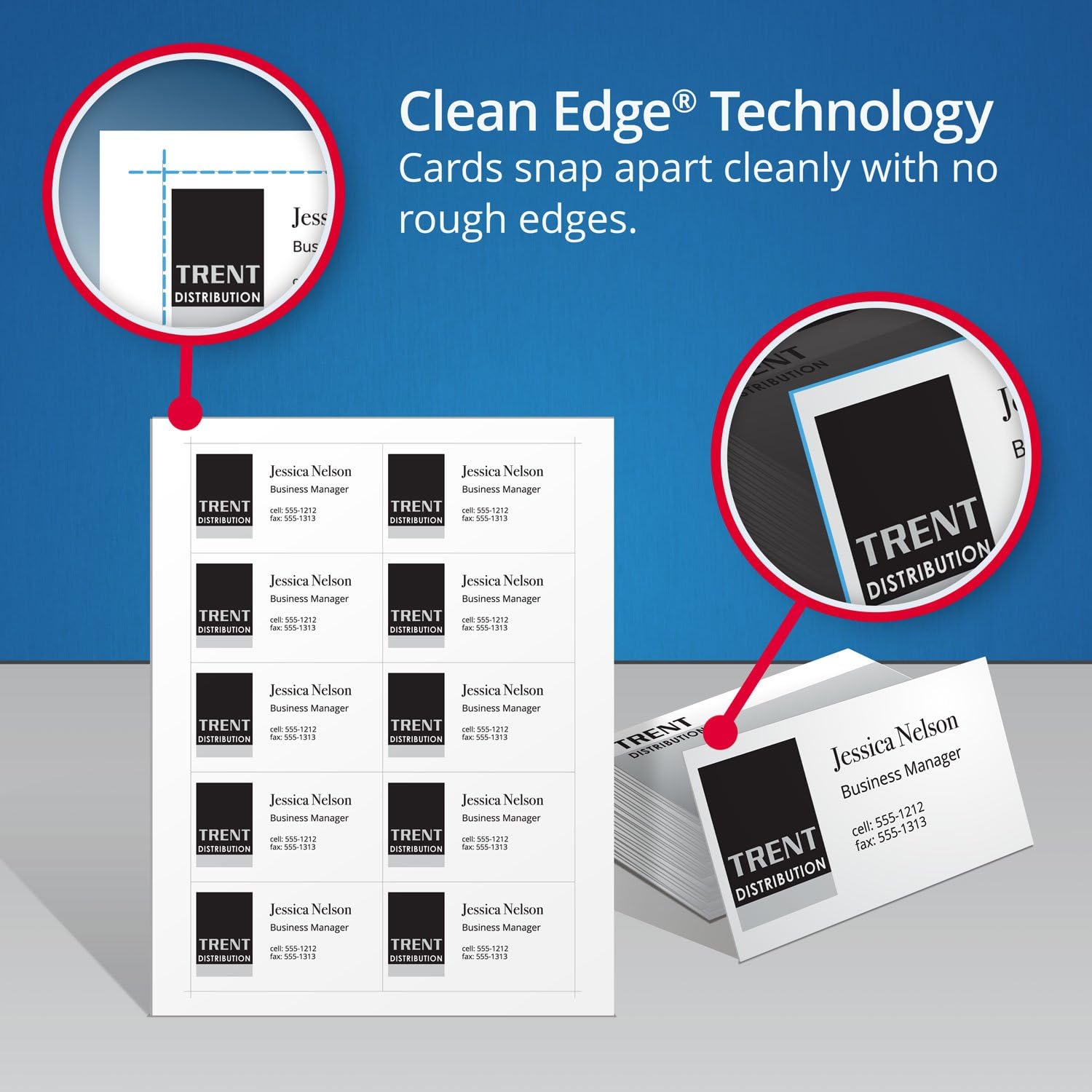 Avery 5876 Clean Edge – Tarjetas de visita láser, 2 x 3 12, marfil, paquete de 200 unidades