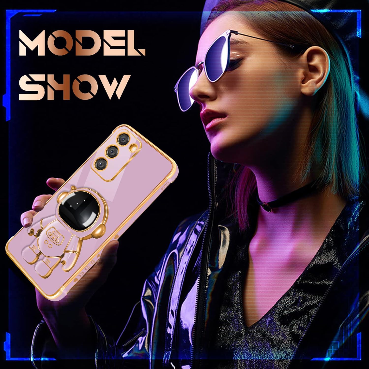 Coralogo Funda para Samsung Galaxy S23, diseño de astronauta linda para mujeres y niñas, con soporte oculto de astronauta, diseño 6D, para Samsung