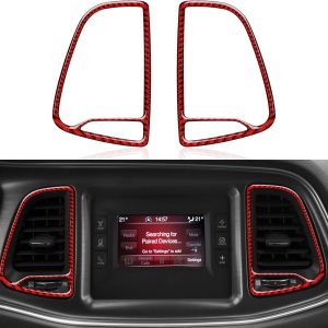 BRMYL Calcomanías de salida de aire para consola central de automóvil, accesorios para Dodge Challenger 2015-2023, calcomanías de fibra de carbono BRMYL Calcomanías de salida de aire para consola central de automóvil, accesorios para Dodge Challenger 2015-2023, calcomanías de fibra de carbono