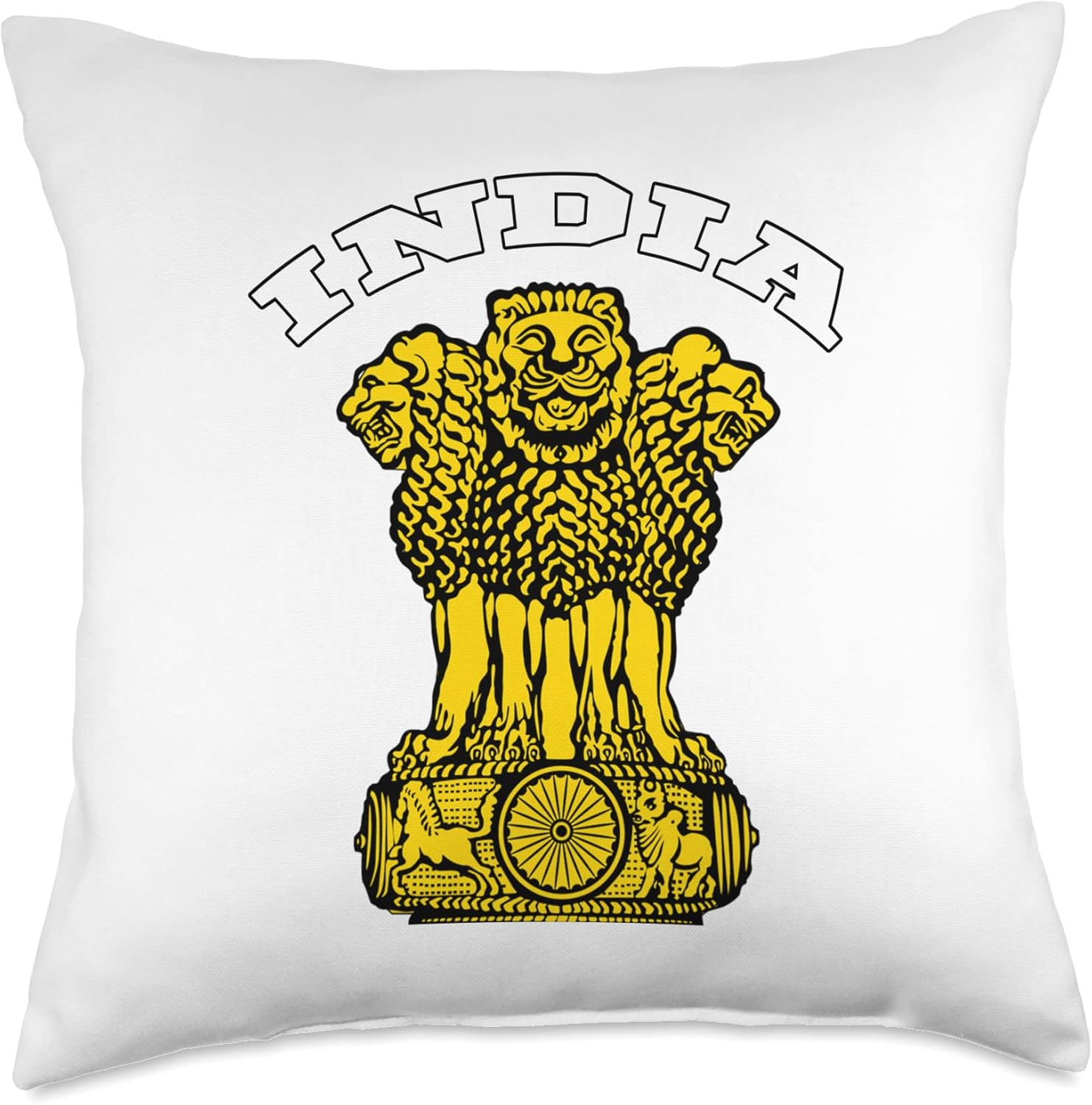 Camiseta India Escudo de armas Tee Flag Souvenir New Delhi Throw Pillow, 18×18, Multicolor