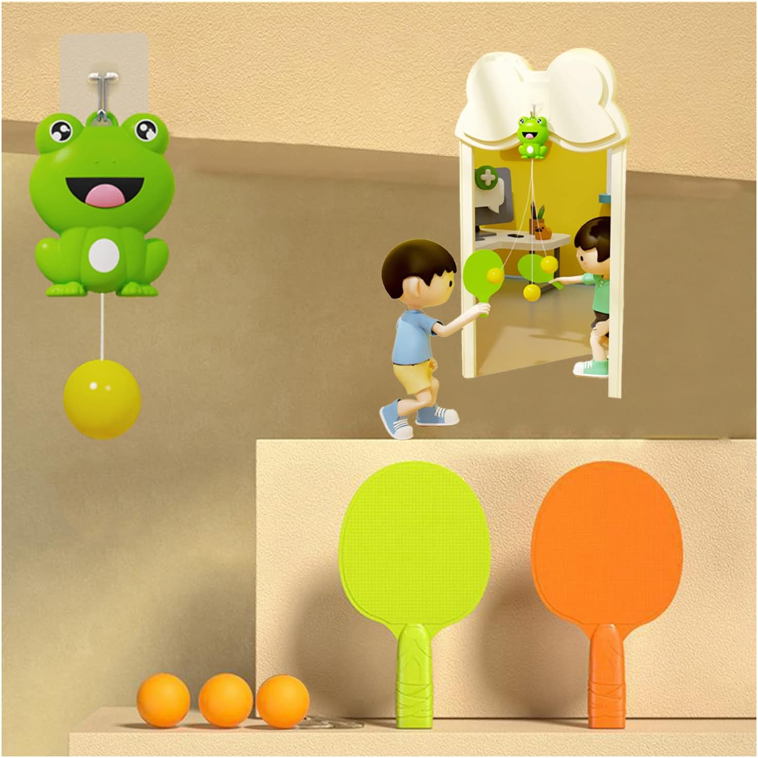 Conjunto portátil de entrenamiento de tenis de mesa colgante para interiores, entrenador de pingpong para niños, tenis de mesa colgante, juego de