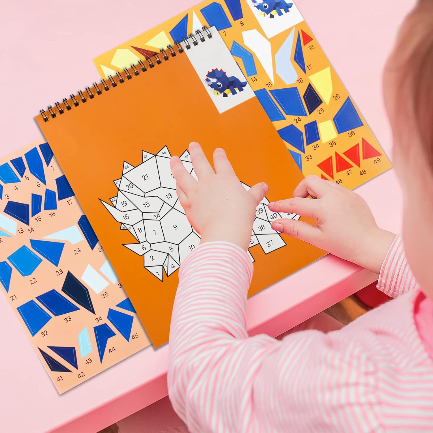 Manualidades para niños de 4 a 8 años, libros de pintura adhesiva, paquete de 6 libros de calcomanías de números para niños y niñas, recuerdos de
