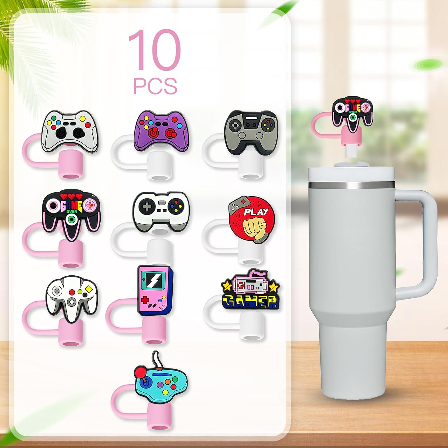 10 vasos con popote de juego para vaso Stanley, 0.394 in, protector reutilizable, puntas de popote para accesorios de taza (10 unidades, juego de