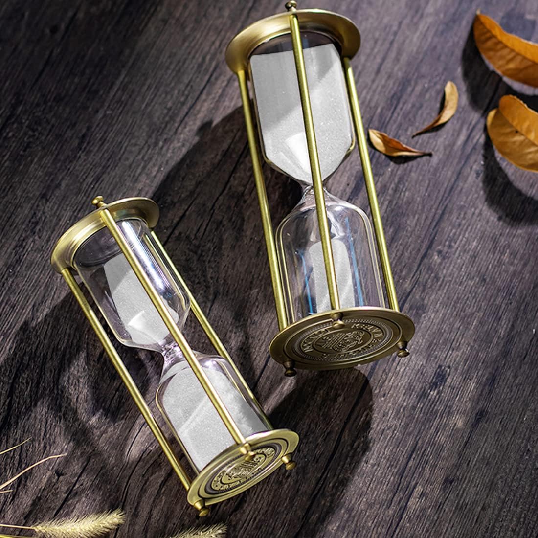 Temporizador de arena vintage de 1 minuto, reloj de arena de 5.1 pulgadas, reloj de arena de latón antiguo de 1 minuto, reloj antiguo de arena de 1