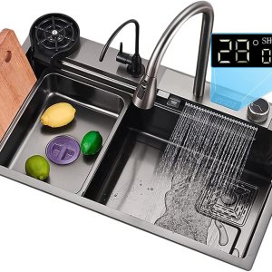 Fregadero de cocina con cascada de lluvia voladora, fregadero de cocina de acero inoxidable, fregadero de cocina con fregadero de cocina individual, Fregadero de cocina con cascada de lluvia voladora, fregadero de cocina de acero inoxidable, fregadero de cocina con fregadero de cocina individual,