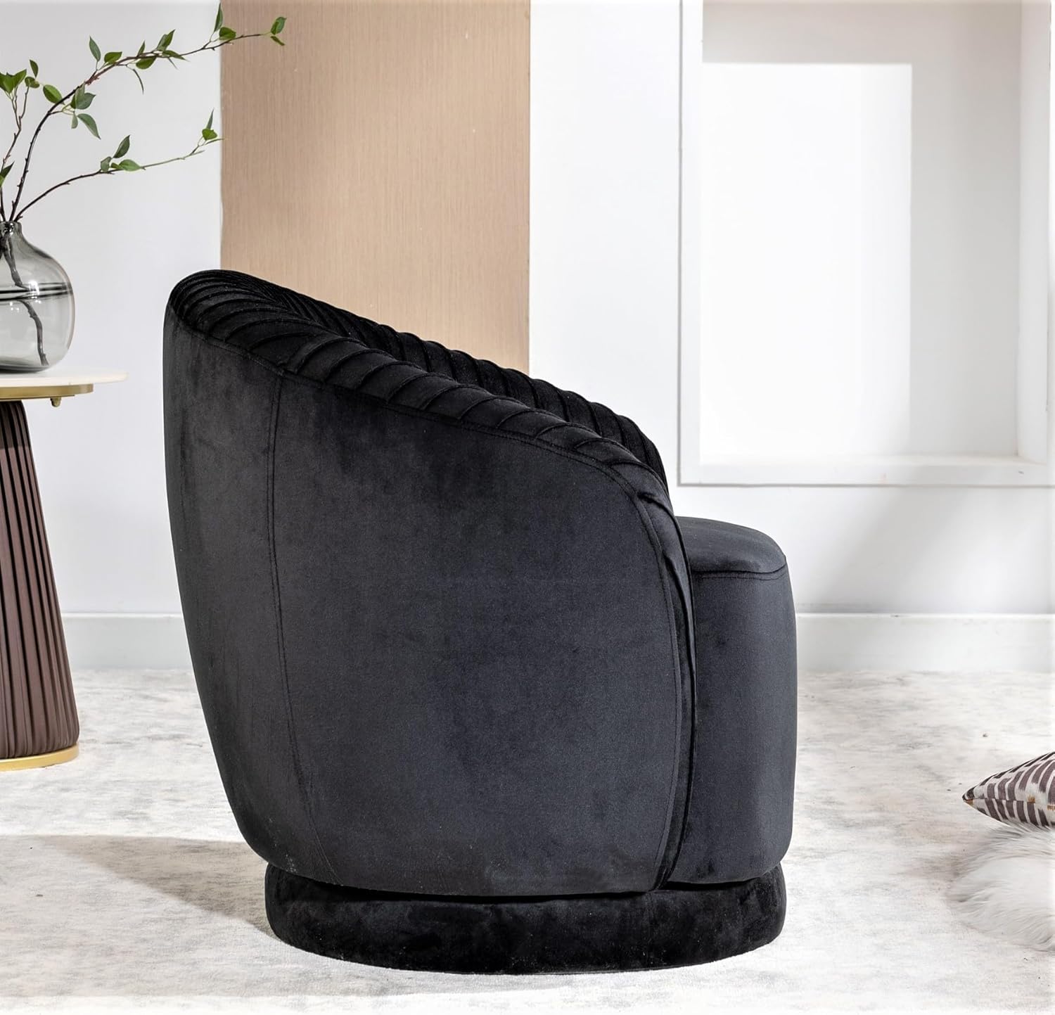 US Pride Furniture Silla giratoria de terciopelo contemporáneo con capacidad de giro de 360, sofá de un asiento redondo para sala de estar,