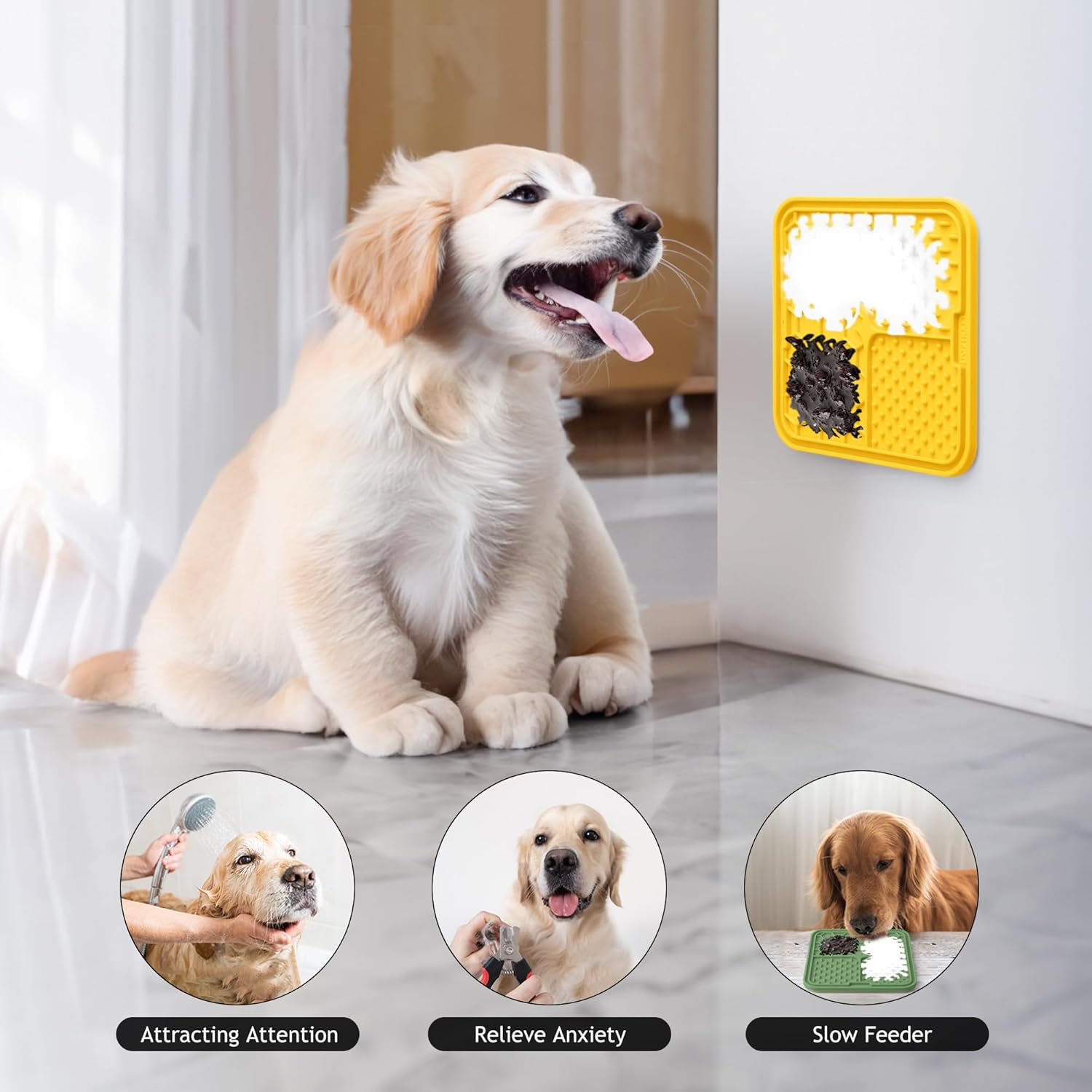 Coomazy Alfombrilla para lamer perros y gatos, alimentador lento y diseño antideslizante, reductor de aburrimiento y ansiedad, adecuado para perros