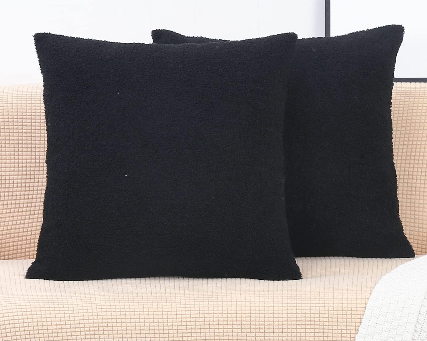 TangDepot Paquete de 2 fundas de almohada lujosas y esponjosas de piel de oveja sintética, fundas de almohada cuadradas, fundas de almohada para