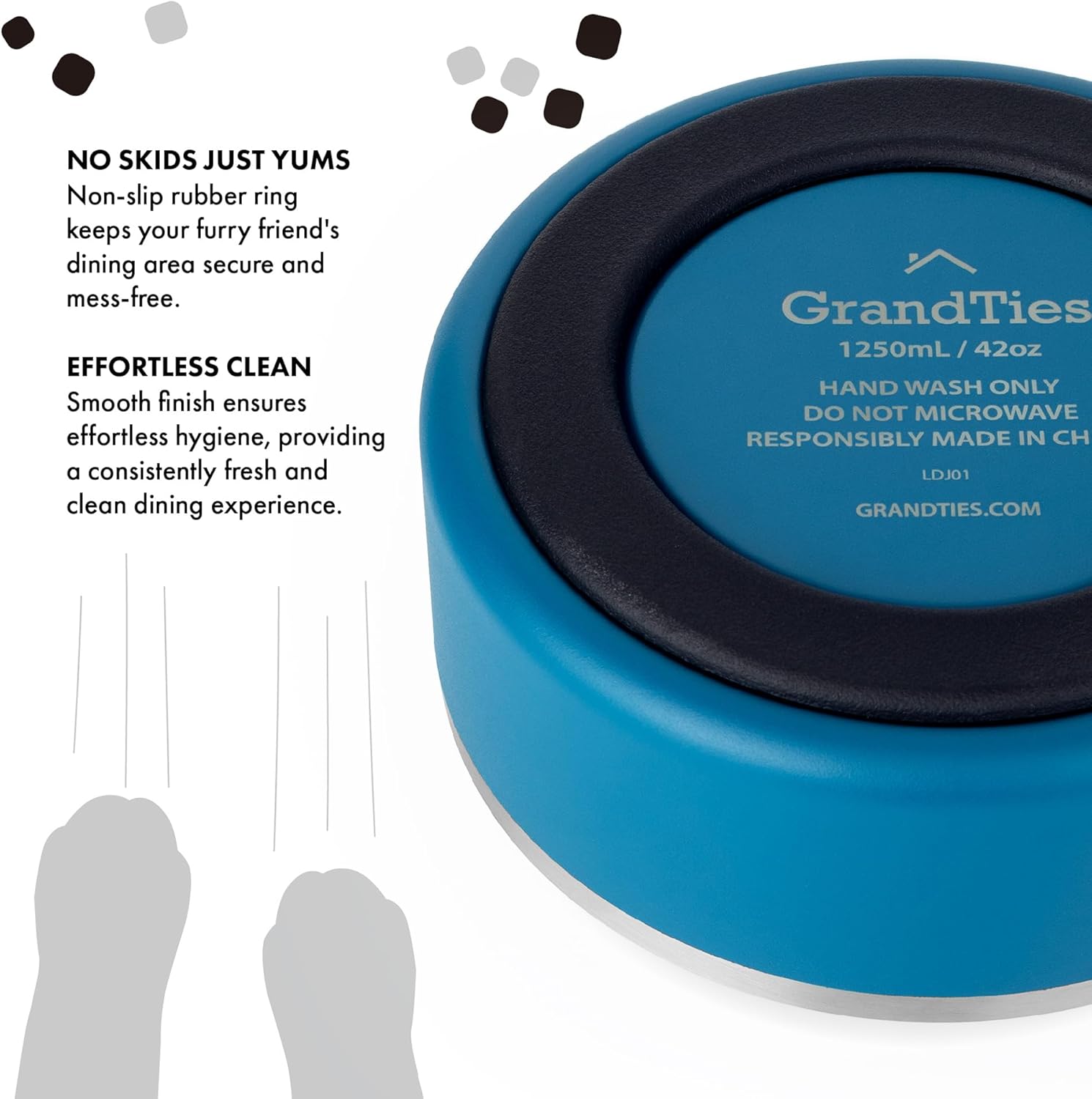 GrandTies Cuenco de acero inoxidable para perros  Cuenco reutilizable grabado sin BPA con aislamiento para gatos y perros  Cuenco grande y