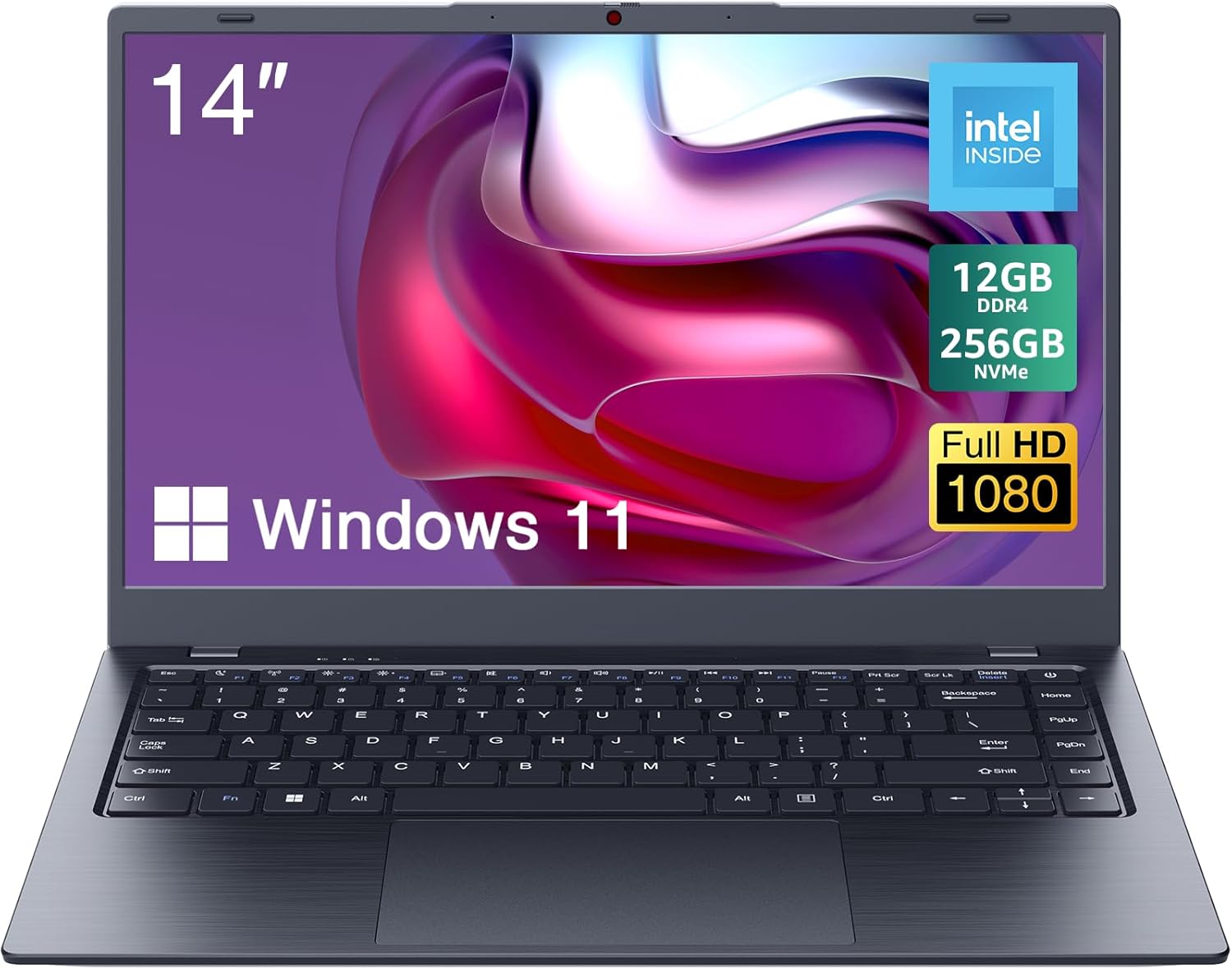 BiTECOOL Computadora portátil, 12 GB RAM 256 GB NVMe SSD, Intel N5095 Quad Core (hasta 2.9 GHz), pantalla FHD IPS de 14 pulgadas, portátil Windows