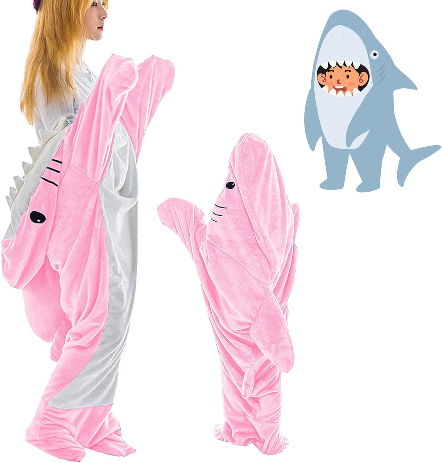 Mycozyshark – Manta con capucha de tiburón, mameluco de tiburón, acogedora manta de tiburón para adultos