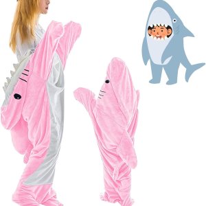 Mycozyshark – Manta con capucha de tiburón, mameluco de tiburón, acogedora manta de tiburón para adultos Mycozyshark – Manta con capucha de tiburón, mameluco de tiburón, acogedora manta de tiburón para adultos