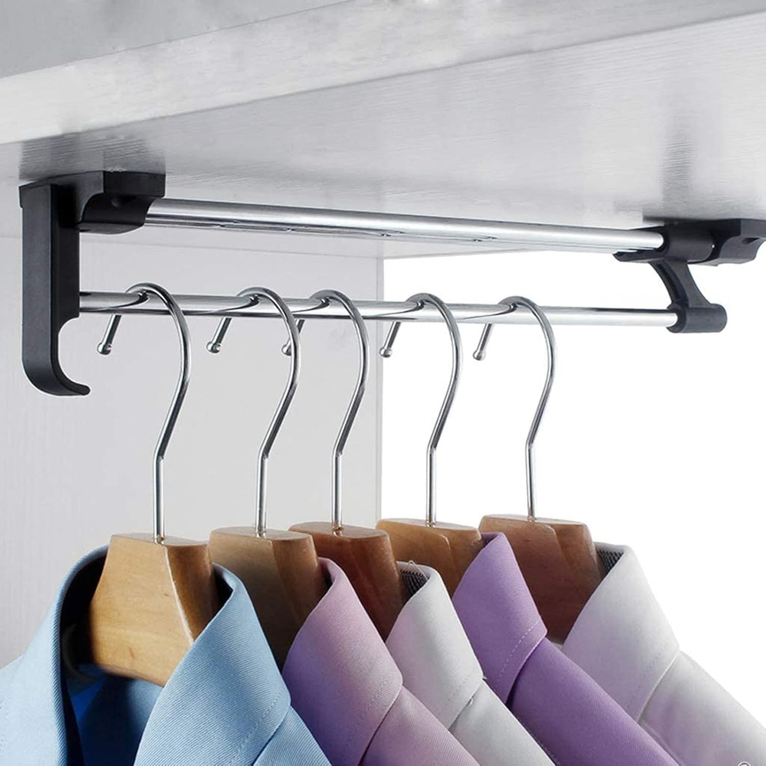 Toallero retráctil resistente para armario, barra extraíble para ropa, riel extensibleorganizador de almacenamiento (tamaño  9.8 in9.8 pulgadas)