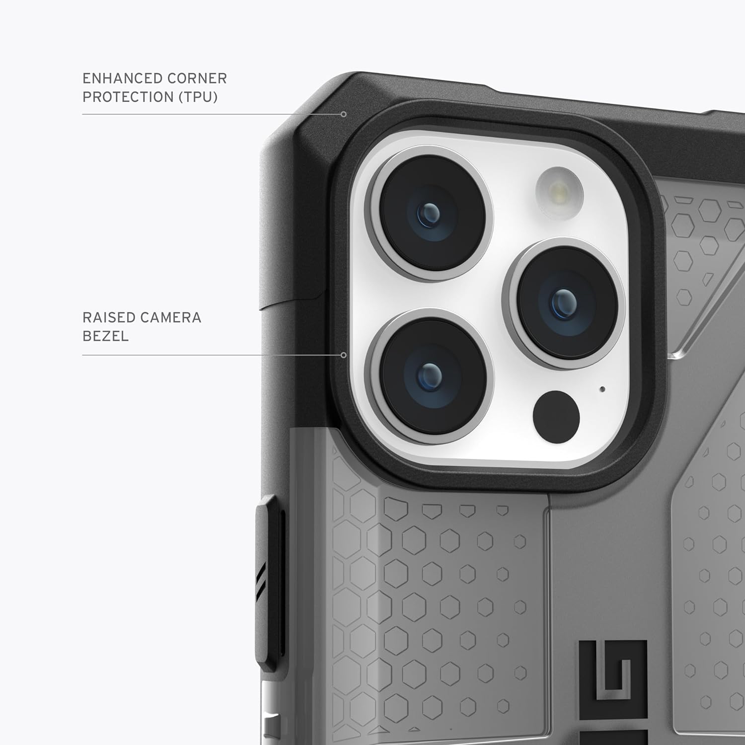 URBAN ARMOR GEAR UAG – Funda compatible con iPhone 15 Pro de 6.1 pulgadas, color ceniza de plasma, resistente, transparente, transparente, de grado