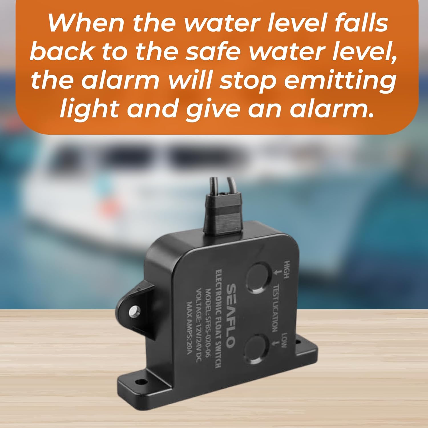 SEAFLO Sistema de alarma de alto nivel de agua para sentina – 12V, 95dB, interruptor de estado sólido