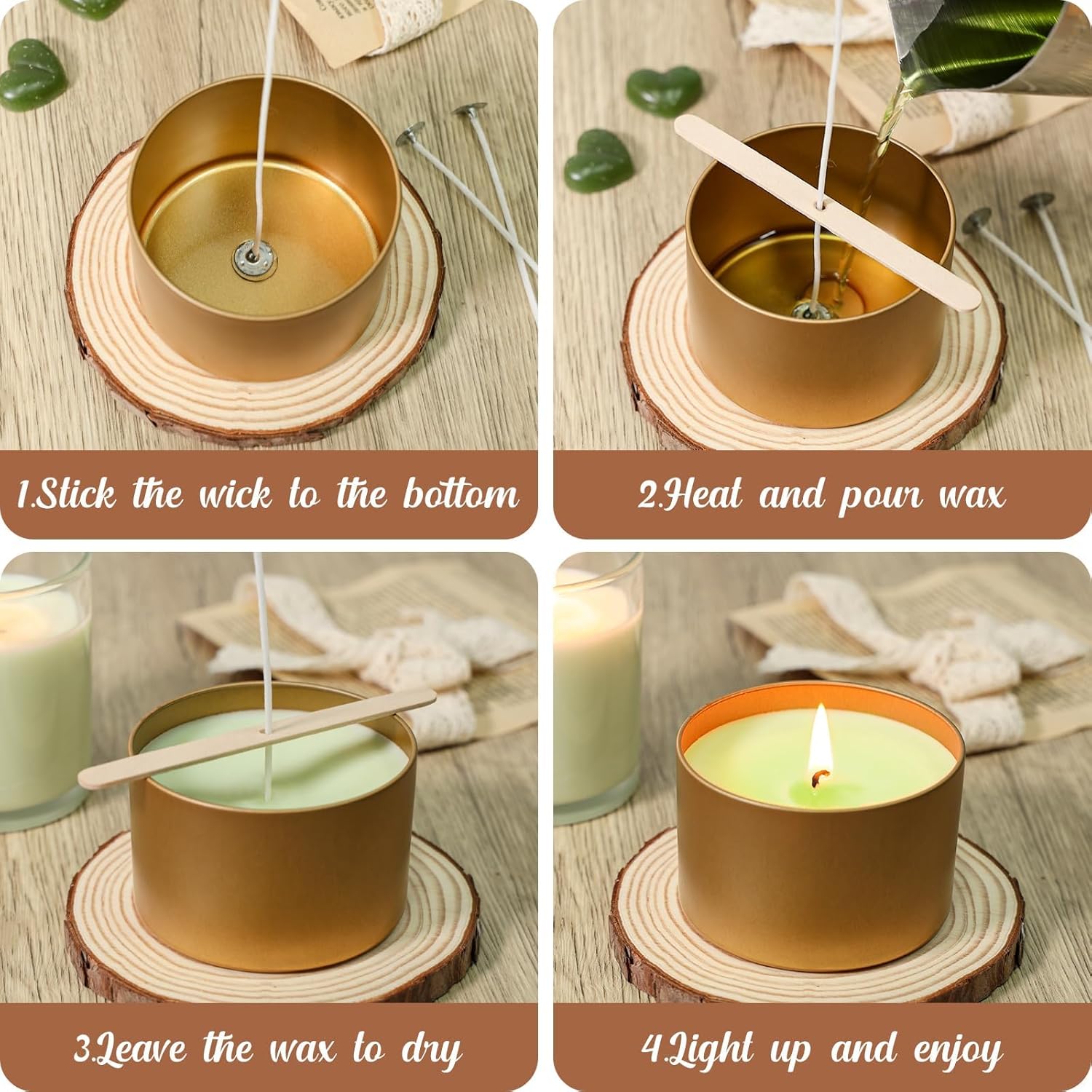 SUPMIND Kit de fabricación de velas prémium para adultos, suministros para hacer velas con cera de soja, tarros grandes de 7 onzas y latas, 6 aromas