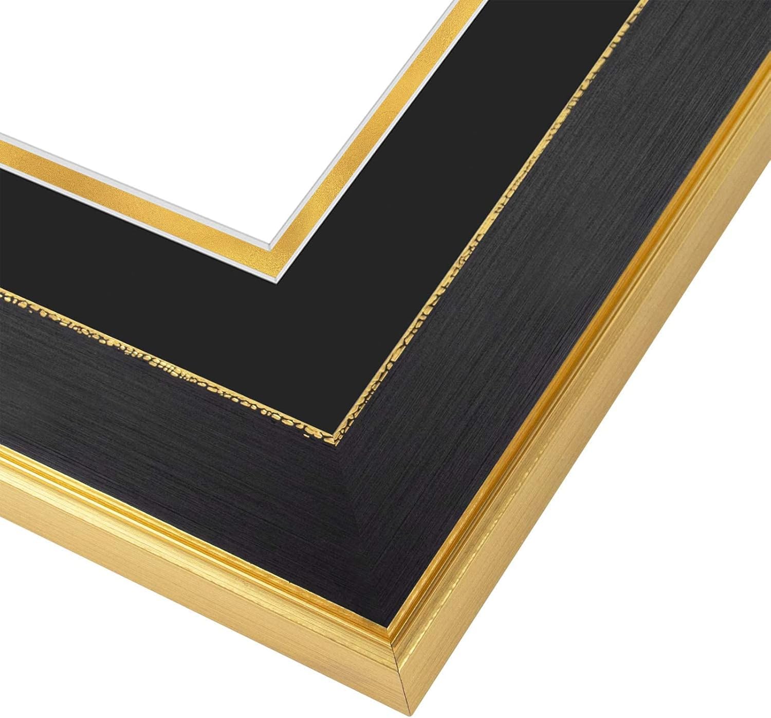 Space Art Deco, Marco de diploma de 11 x 19.5 pulgadas con paspartú doble negro sobre dorado para documentos de 8.5 x 11 pulgadas y una imagen de 5