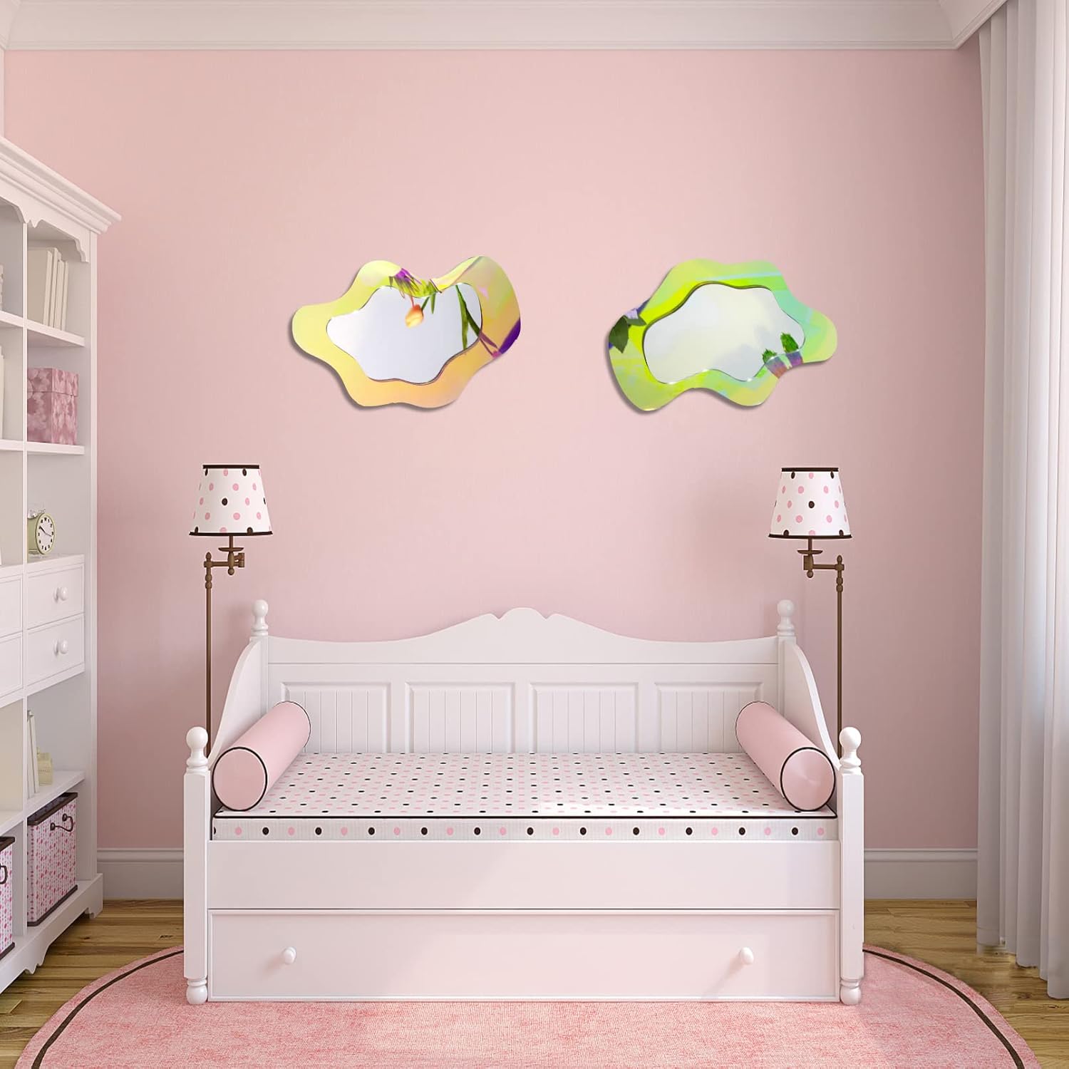 canhard Espejo acrílico iridiscente, espejo estético irregular, decoración de dormitorio, espejo en forma de nube, decoración de pared del hogar