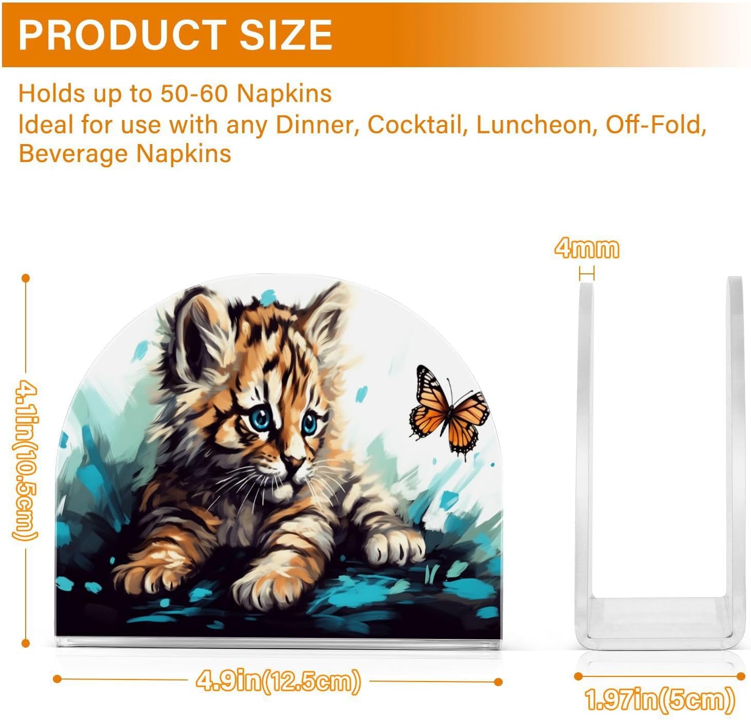 Napkin Holder Cat Plays Butterfly Napkin Holders for Tables, Clear Acrylic Napkin Holders Cocktail Napkin Holder for Kitchen Restaurant Bar Home