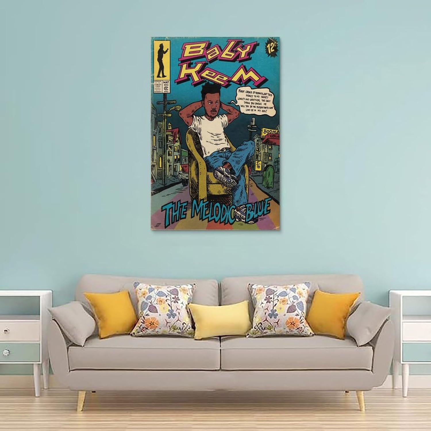 Baby Keem The Melódico – Póster artístico de cómics para dormitorio, lienzo estético, decoración de pared, 24 x 36 pulgadas (23.6 x 35.4 in)