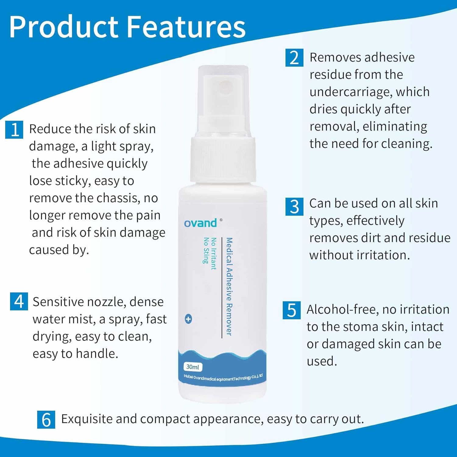 Spray removedor de adhesivo, removedor de adhesivo para piel, removedor de adhesivo médico, para cinta médica y aparatos adhesivos, sin picaduras, 1