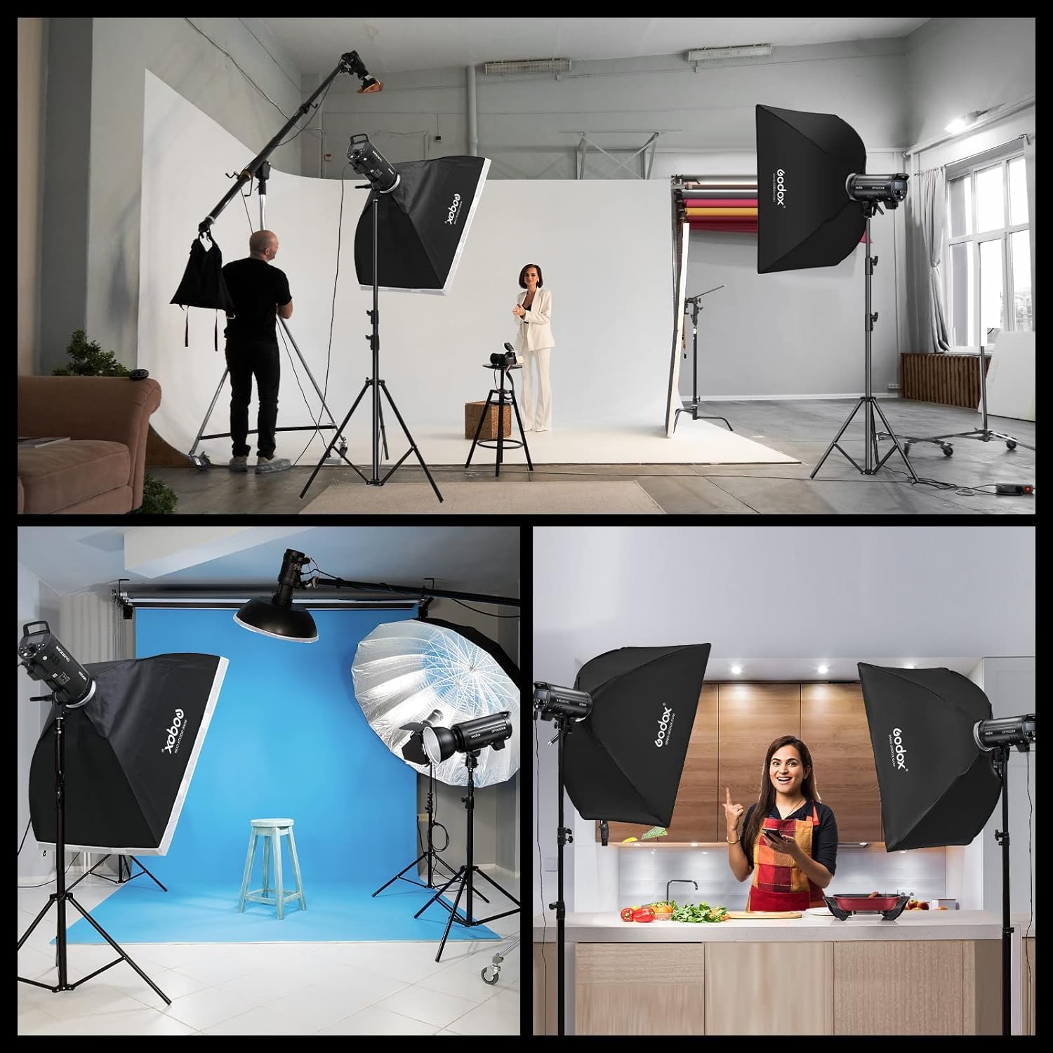 Godox Paquete de 2 DP600III-V DP600IIIV 1200Ws Photo Speedlite Studio Flash Strobe Monolight Bowens Kit de montaje para estudio de fotografía con