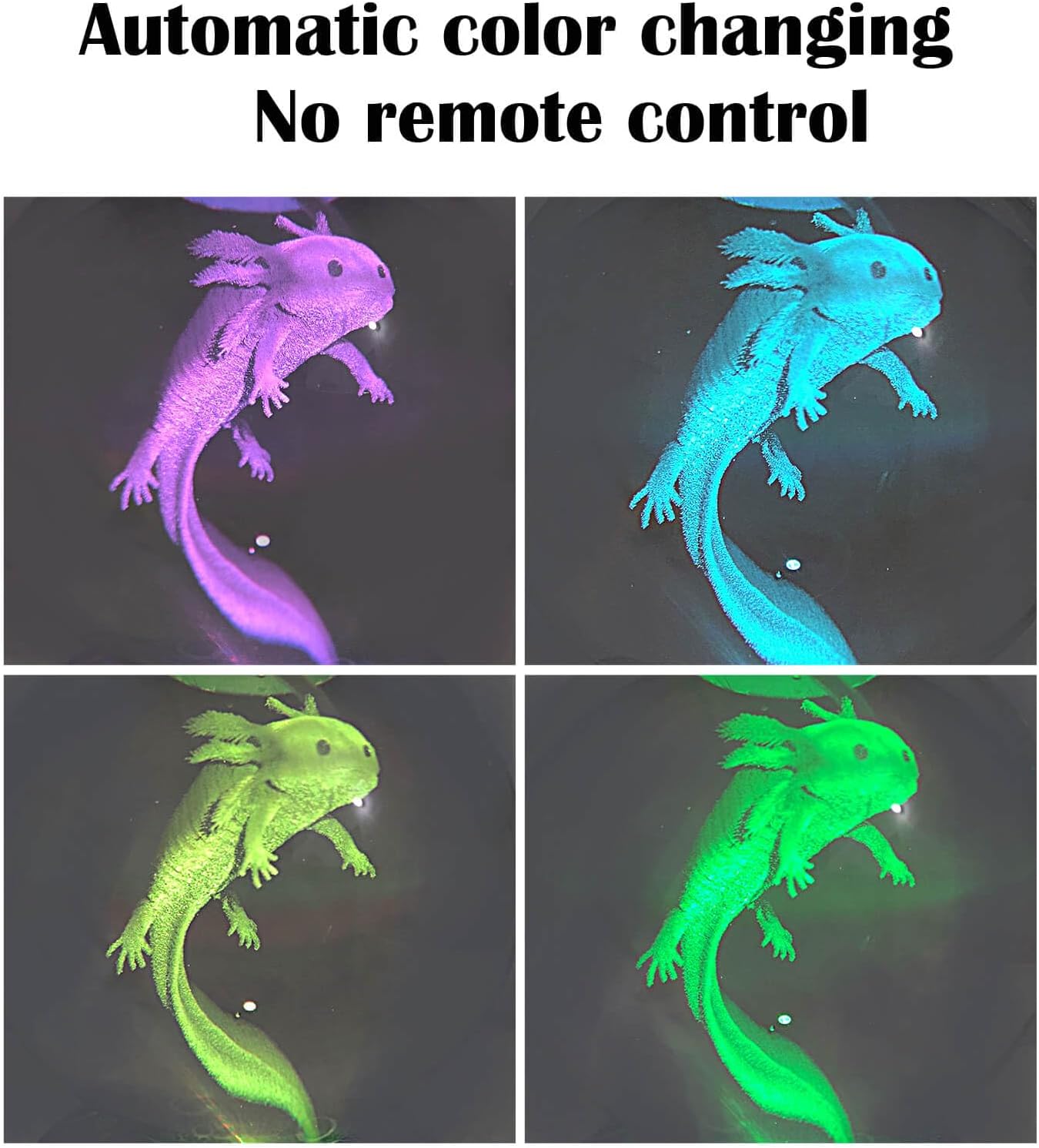 Luces LED de noche de ajolote, luz de bola de cristal 3D, luz cambiante de 16 colores, soporte base de pantalla LED, lámpara de mesa divertida para