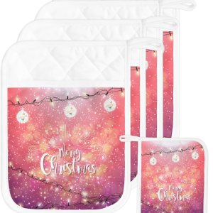 Christmas 5Pcs Pot Holders for Kitchen, Non Slip & Heat Insulation Terry Cloth Potholder Set with Pocket, Thick Hot Pad Oven Mitts Trivet Coaster Christmas 5Pcs Pot Holders for Kitchen, Non Slip & Heat Insulation Terry Cloth Potholder Set with Pocket, Thick Hot Pad Oven Mitts Trivet Coaster