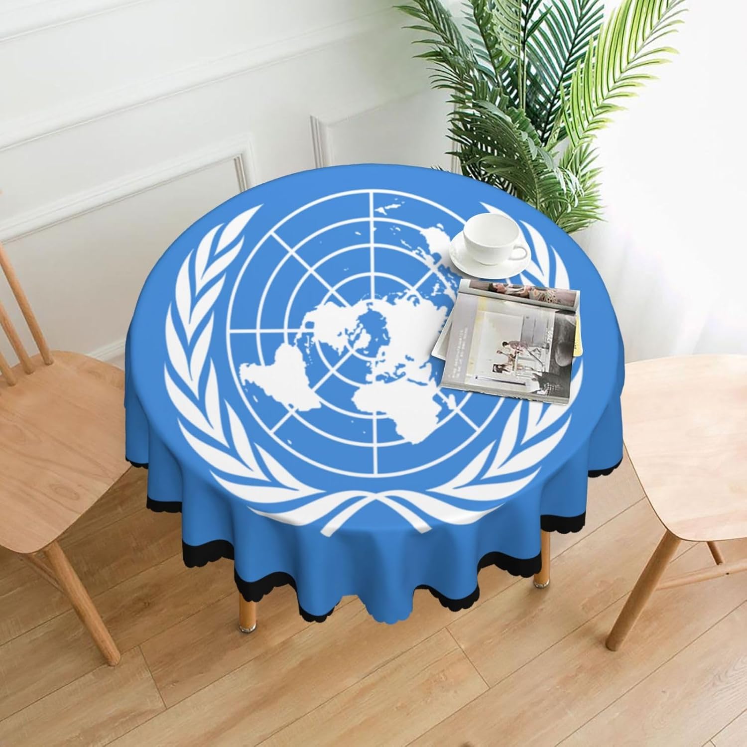 Mantel redondo Love United Nations Flag Heart Picnic Holiday Party Cena, 60 pulgadas