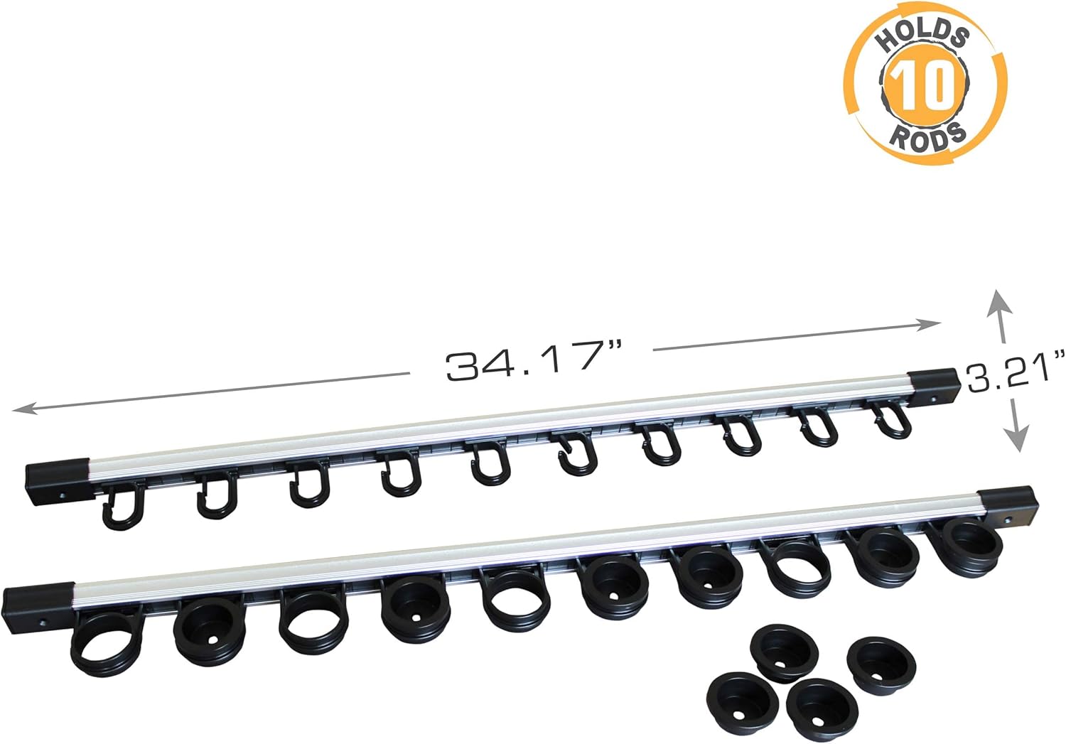 Rush Creek Creations Estante de almacenamiento de caña de pescar de pared o techo para 10 cañas, soporte vertical u horizontal para caña de pescar