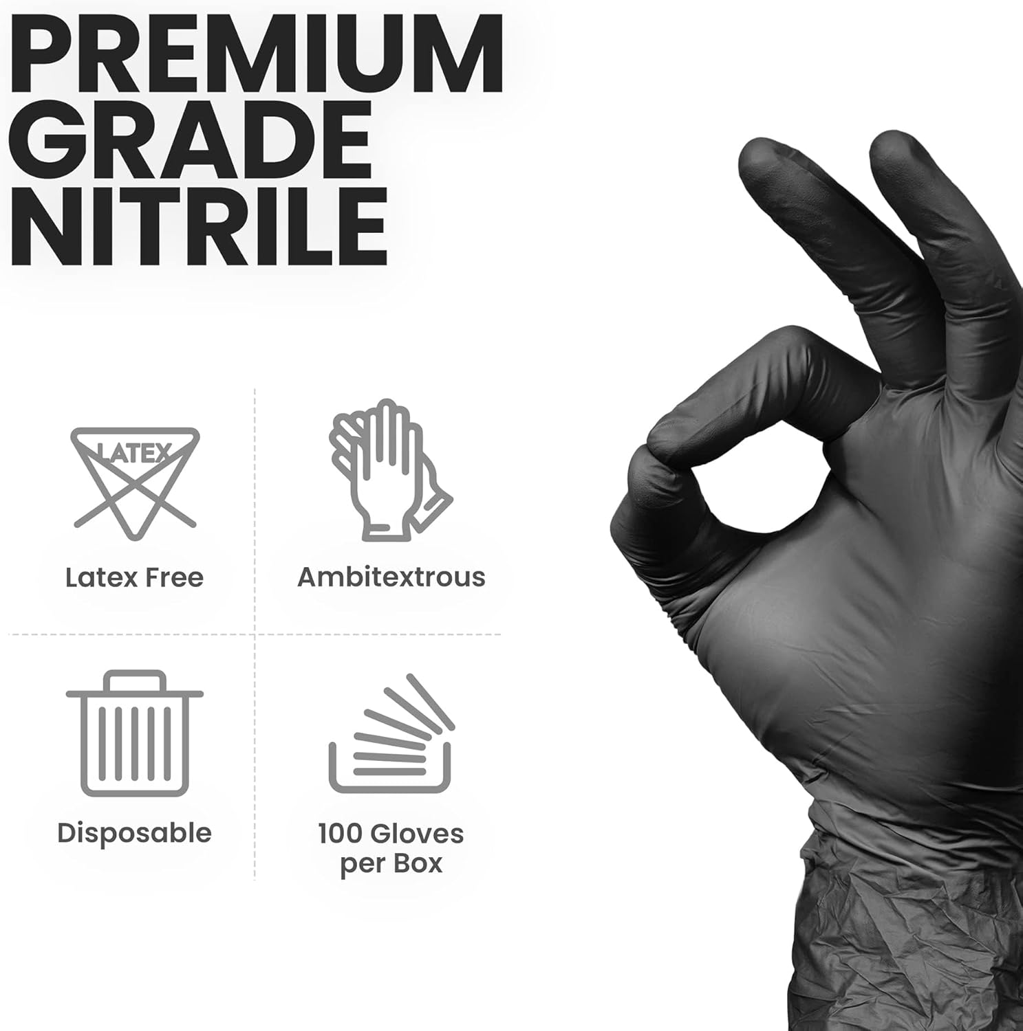 Guantes de nitrilo negro resistente, guantes de nitrilo de 6 mil, guantes de tatuaje negros, limpieza, cocina, mecánico, guantes médicos