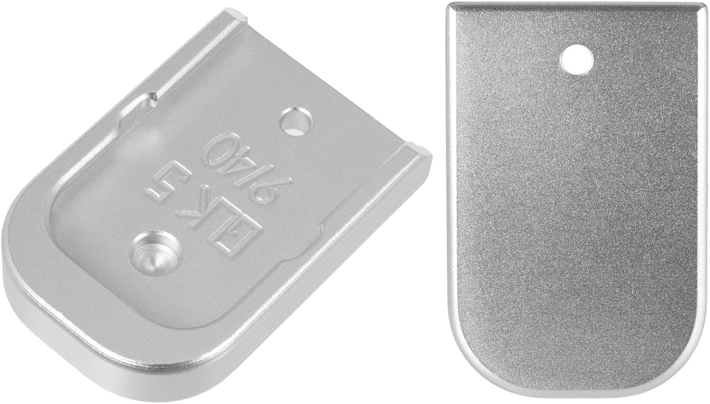 NDZ Performance Placa base de cargador para Glock 17, 19, 22, 23, 34, 45, Gen 5, 0.354in, .40 S&W, aluminio anodizado grabado con láser en plata,